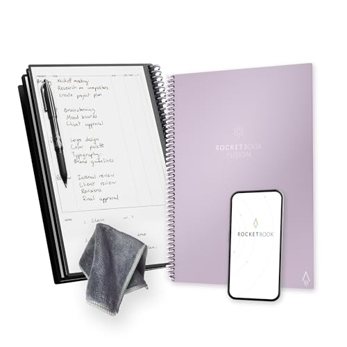 Image of Rocketbook Planner & Notebook, Fusion : Reusable Smart Planner & Notebook | Improve Productivity with Digitally Connected Notebook Planner | Dotted, 8.5 inch x 11 inch, 42 Pg, Lightspeed Lilac, Letter