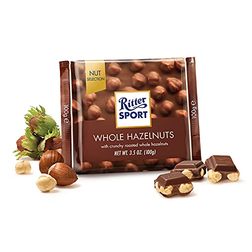 Image of Ritter Sport Whole Hazelnut Milk Chocolate 100G (Pack Of 2) Chocolates Nut Selection, Product Of Germany, Milk Chocolate With Whole Hazelnuts | Nutritious And Nutty Crunch, 200 Gram