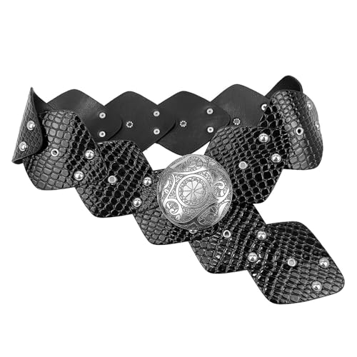 Ceinture large léopard pour femme en style bohème occidental avec boucle ronde vintage