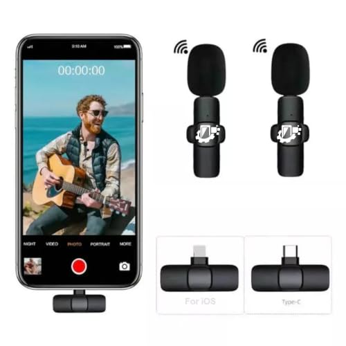 Image of GADGETSWEAR AI K9 Dual Wireless Lavalier Microphone with Furry Windshield, Collar Mic for Android, iPhone & USB Devices, Noise Cancelling Mic for Vlogging, YouTube, Reels, Interviews & Video Recording