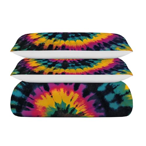 Housse de couette imprimée tie-dye 3D facile à enfiler avec son zip