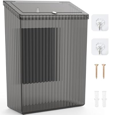 Sealegend Magnetic Slim Trash Can Wastebasket with Lid, Lint Bin, Storage Bins Perfect for Kitchen, Fridge, Cabinet, Bathroom, Laundry Room Organization, Black