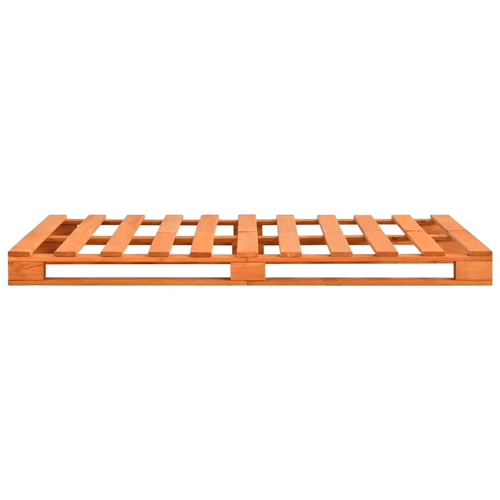 Palettenbett 140x200 cm Holz Bettgestell Braun Massivholz Massivholzbett Fuer Schlafzimmer Jugendzimmer Zeitloses Palettenbett-Design Kiefernholz