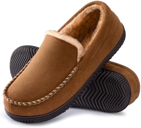 RockDove Herren Alexander Flanell Loafer Hausschuhe | Stabiles Obermaterial, Flexible Gores, Atmungsaktivem Flanellfutter, Rutschfester Sohle, Memory-Schaumsohle, Maschinenwäsche