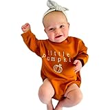 WOLBAY Newborn Infant Toddler Baby Girl Boy long Sleeve Halloween Thanksgiving Pumpkin Patch Onesie(Brown Pumpkin, 18-24 Months)