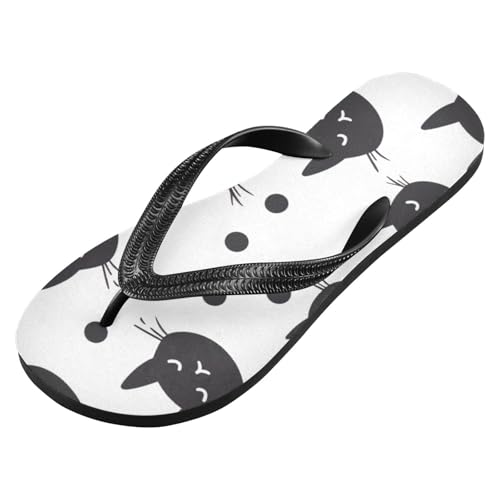 Mens Flip Flops Cute Black CatSandal Flip Flops for Women Summer Beach Slipper 214B2958