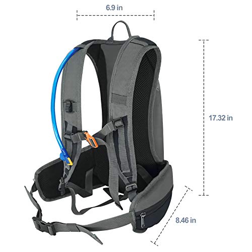 RESVIN Hydration Pack Backpack with 2L Water Bladder, 70 oz BPA Free Bladder Bag for Running, Hiking, Camping, Cycling, Climbing, Biking (Grey)