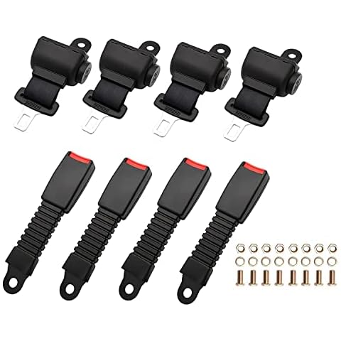 Bravokit Universal Retractable Golf Cart Seat Belts Kit for Golf Cart Club Car EZGO Yamaha Go Kart ATV UTV Bus (Set of 4) Cover