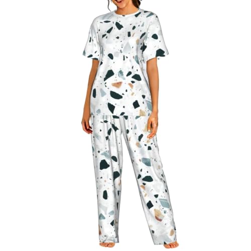 Pyjama confortable pour femme en tissu doux Terrazzo pastel