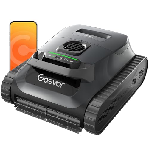Gosvor LiteVac G1 Pool Vacuum, Wall & Waterline Cleaning, Double Filtration, 150-Min Battery Life for Smart Mode, 200-Min Battery Life for ECO Mode, Smart Navigation, with APP, Grey