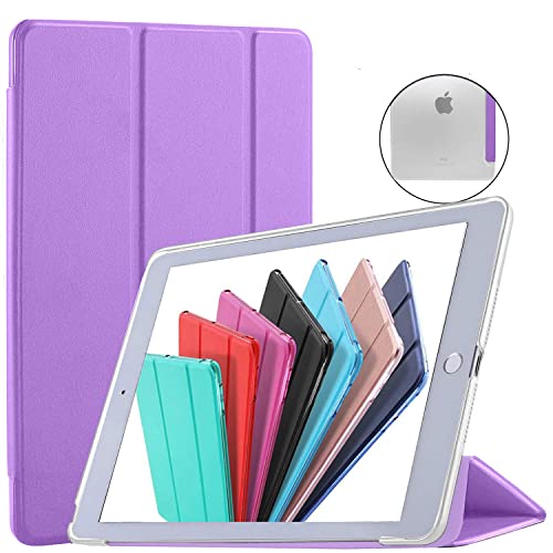Image of DuraSafe Cases for iPad PRO 12.9 1 Gen 2015 [ iPad 12.9 Inch 1st ] A1652 A1584 Trifold Hard Smart PC Translucent Back Cover - Purple