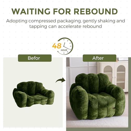 Image of MAXYOYO Bean Bag Chair, Cloud Shaped Bean Bag Sofa for Adults, Soft Stuffed Lazy Floor Sofa with Supportive Filling, Comfy Single Couch for Living Room, Bedroom, Apartment, Green