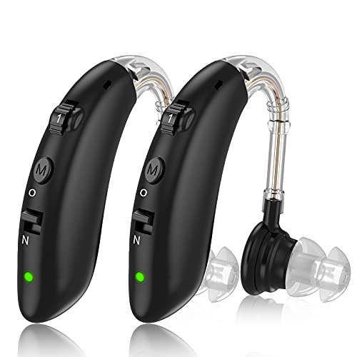Hearing Aids, HaYiue Hearing Aid for Seniors Rechargeable with Noise Cancelling Hearing Amplifier with AI DSP Chip for Adults Hearing Loss Bet Digital Ear Hearing Assist Devices with Volume Control