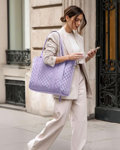 Image of LOVEVOOK Teacher Tote Bag for Women, Quilted Work Tote Nurse Laptop Bag, Large Computer Shoulder Bags with Zipper for Travel