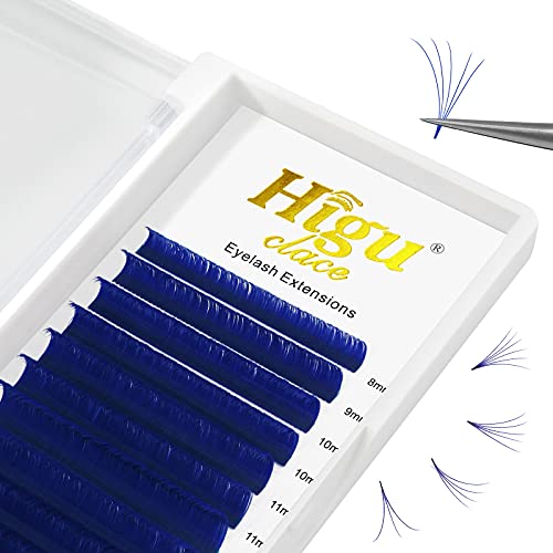 Higu Colored Lash Extensions Blue Lashes Blue 0.05 CC Curl MIX 8-15mm Mixed Tray Color Lashes Volume Lashes Extensions 2D-10D Color Lash Extensions Easy Faning Lash Extensions (Blue0.05 CC MIX8-15)