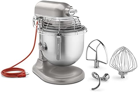 KitchenAid Commercial Countertop 10-Speed Stand Mixer 8-Quart Bowl Lift with Stainless Steel Bowl Guard (KSMC895NP), 120 Volts, NSF Certified for Commercial Use, Nickel Pearl