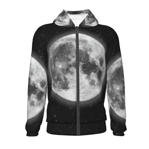 Full Moon and Stars Kids Pullover Hoodies Boys Zip Up Sweatshirts Girls Athletic Clothes with Pocket2
