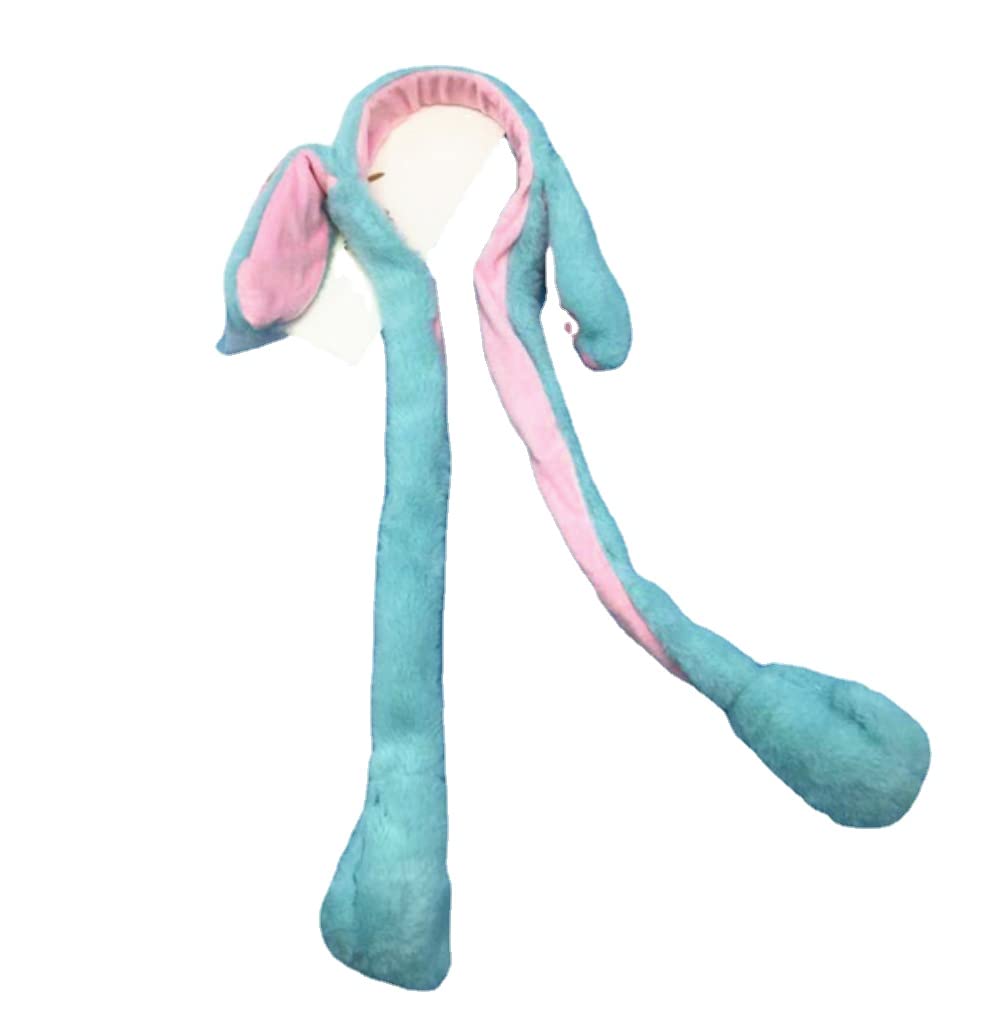 Anso Blue Led Light Up Plush Rabbit Headband Dancing Moving Bunny Ears Cartoon Animal Props Headwear (Blue)