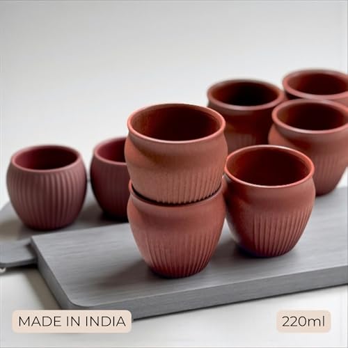 Image of Happy Cove Eco Friendly Cup Set of 6 for Tea | Biocomposite Rice Husk & Bamboo Fibre | 225ml Unbreakable Chai Cups | Microwave Safe Tea Kulhad | Hot & Cold Coffee Mug, Milk & Tea Cup Set