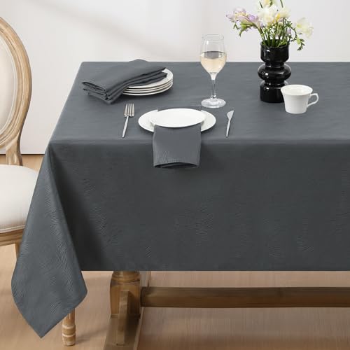 Softalker Mantel Antimanchas 100x140 cm Rectangular Manteles Gris de Jacquard a Rayas Mantel Impermeable Protector Mesa Comedor Manteles no Plancha Otoño Navidad Decorativo para Casa Comedor Cocina