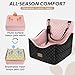 JOEJOY Elevated Dog Car Seat for Small/Medium Dogs up to 35 lbs, Memory Foam Booster Seat with Detachable Washable Cover, Travel-Safe Car Bed with Safety Belts & Storage Pockets, Pink
