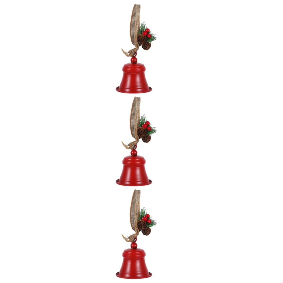 Toyvian 3 Piezas Campana Navideña Colgante de Hierro Roja para Árbol y
