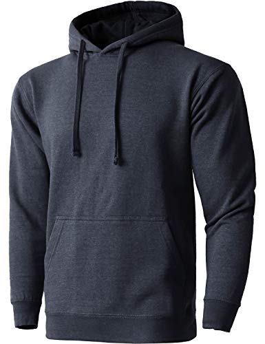 Hat and Beyond Mens Fleece Pullover Heavyweight Hoodie Sweatshirts Active Jackets (X-Large, 1ma19_Heather Navy)