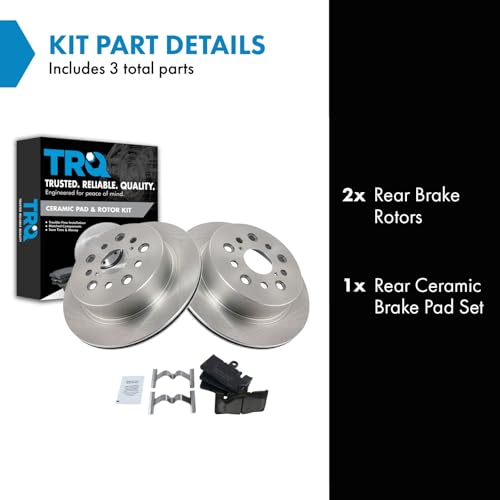 Image of TRQ Rear Brake Pad and Rotor Set Ceramic Vented Rotors