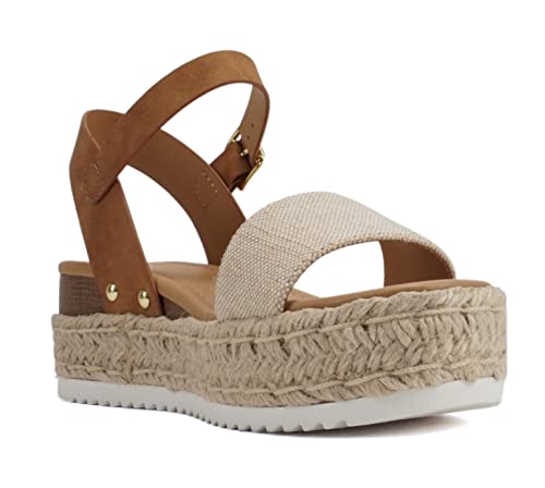 Image of Soda CLIP ~ Women Open Toe Ankle Strap Platform Espadrille Sandal