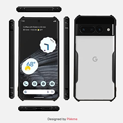 Image of Pikkme Google Pixel 7 Pro Back Cover | Crystal Clear Transparent Back | Ultra Hybrid | Full Camera Protection | Raised Edge | Bumper Back Case for Google Pixel 7 Pro (Black)