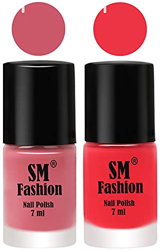 Image of Long Lasting Nail Polish | Nail Paint Combo 7 ml Each) - Set of 2 Nude Pink-Rose Pink