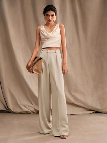 Image of KOTTY Women's Elegant High-Waist Wide-Leg Trousers for Office & Casual Wear
