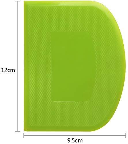 Suanyok 2 Piece Dough Scraper Bowl Scraper Bread Cream Cake Pizza Cutters Bench Scraper, Food Safety Flexible Plastic Multi-Function Kitchen Tool, White, Green - Thumbnail 7
