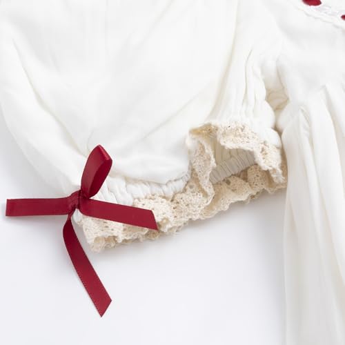 Girl Dress, Embroidered Floral Heirloom, Lace Crew Collar, Puff Sleeve, Cotton Kids Casual Clothing4