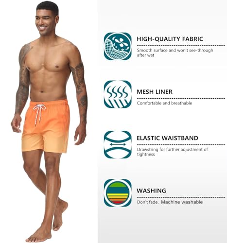 Image of Tyhengta Men's Swim Trunks Quick Dry Beach Shorts with Zipper Pockets and Mesh Lining