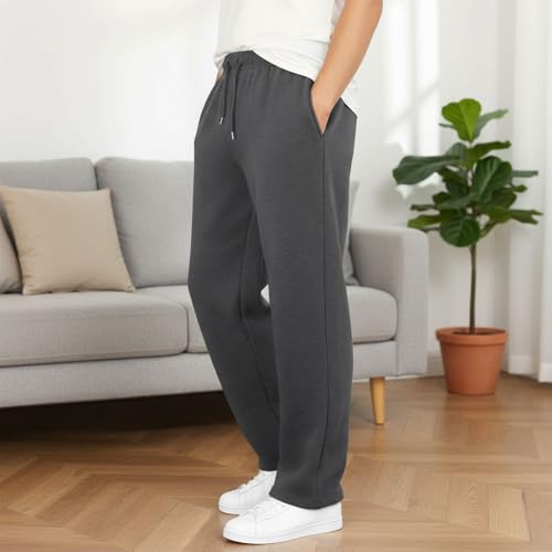 Boys' Baggy Sweatpants Straight Leg,Drawstring Waist Wide Leg Sweatpants Casual Loose Fleece Lined Joggers2