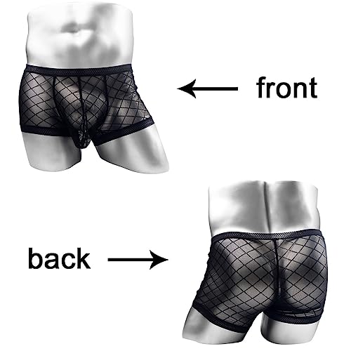 Men's Sexy Mesh Underwear Briefs See Through Sheer Boxer Briefs with Pouch2