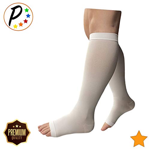 Image of Presadee Premium Sheer 15-20 mmHg Moderate Compression Leg Calf Open Toe Socks