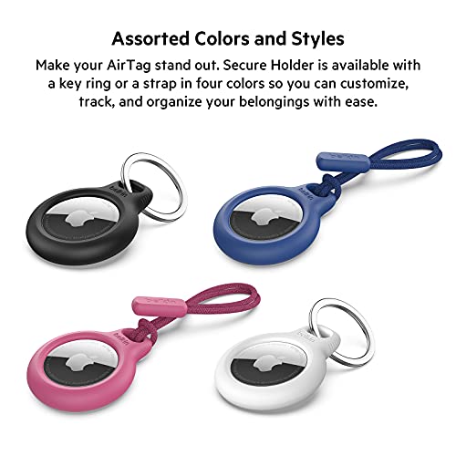 Image of Belkin Apple Airtag Secure Holder With Strap-Apple Air Tag Keychain-Airtag Holder With Strap For Key Ring- Airtag Keychain Accessories-Scratch Resistant Airtag Case With Raised Edges-Black (Pack of 6)