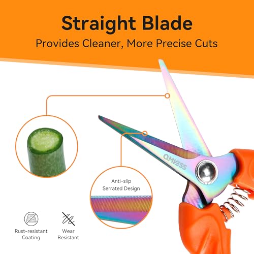 QMVESS Stainless Steel Garden Shears, Precision Cutting Pruning Shears, Lightweight Ergonomic Garden Clippers with Titanium Coating Straight Blade 3 Pcs Gardening Shears, Pruning Shears for Gardening - Image 5