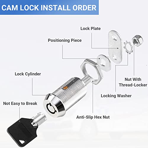 Image of Cam Lock RV Storage Locks Keyed Alike, 1-1 /8 inch Fits on 7 /8 inch Max Door Thickness, RV Compartment Locks for Camper Trailer Locks with Keys (1-1 /8 Inch 6Pack)