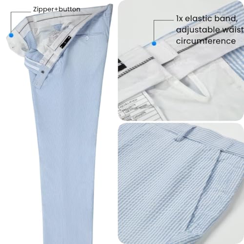 Mens Seersucker Pants Casual Summer Men's Dress Pants for Prom Wedding Grooms Outfit Seersucker Suit Trousers2