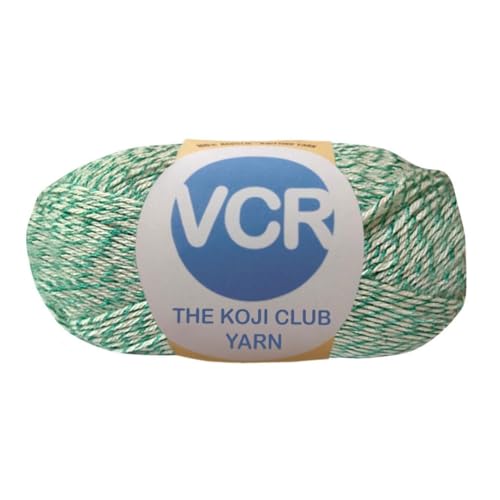 Image of VCR Mint Green and White Color Yarn, 100 Grams Hank, 275 Meters Length, 80% Acrylic, 20% Nylon Ball The Koji Club Yarn for Crochet and Knitting, Pack of 1, Suitable for DIY
