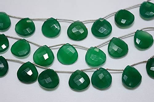 Onyx Vert Faceté en Forme de Cœur Gemme Haut de Gamme 17mm pour Joaillerie