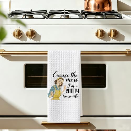 Image of Hanamiya Na Funny Kitchen Towels, Hostess Gifts for Women, Reusable Tea Towels for Kitchen Home Farmhouse Decor, Funny Waffle Weave Dish Drying Towel, Ladies Gifts for Women Mom, 24x14 Inch