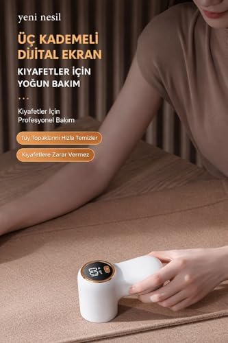 Dijital Ekranlı Şarjlı Tüy Toplayıcı, 3 Kademeli Güç Ayarlı, Metal Izgaralı, Kıyafet ve Ev Tekstili için Tüy Temizleme Makinesi - Görsel 3