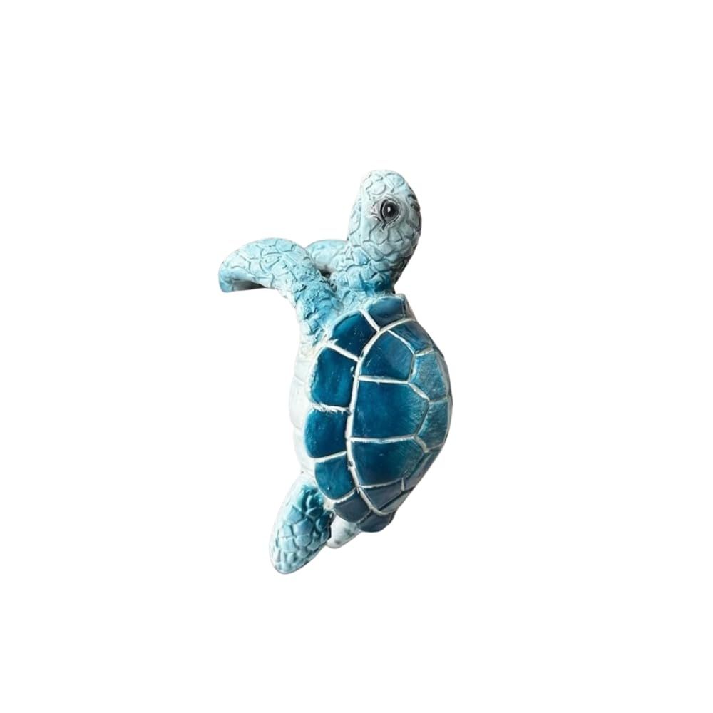 Buyshire Blue Resin Turtle Pot Hanger And Garden Ornaments Outdoor Decor - Whimsical Turtle Plant Pot Hugger, Hanging Plant Pot Edge Figurine, Mini Resin Animals Planter Sculpture, Plant Hanging Ornament Set (Blue)