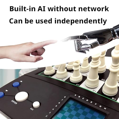 Jeu d'échecs électronique, interaction IA, échiquier portable pour une utilisation facile, affichage clair, idéal pour les débutants et les amateurs d'échecs