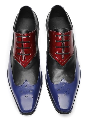 Santimon Mens Oxfords Casual Dress Leather Three Tone Formal Derby Wedding Ballroom Halloween Fashion Western Walking Shoes for Men3