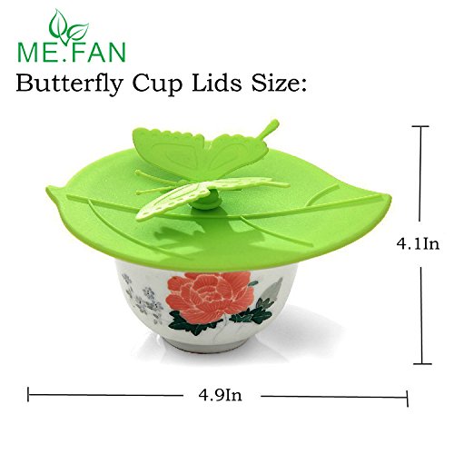 ME.FAN Silicone Cup Lids - Creative Butterfly Mug Cover - Anti-dust Airtight Seal Hot Cup Lids 6 Set in Bright Colors